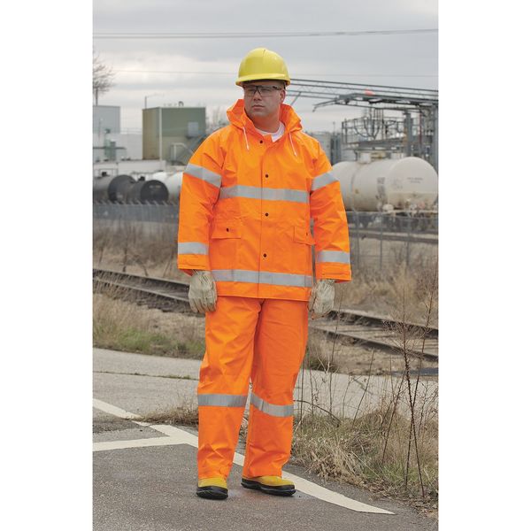 ComfortBrite Flame Resistant Rain Jacket, Orange, M