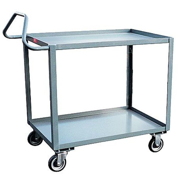 Steel Utility Cart with Lipped Metal Shelves, Ergonomic, 2 Shelves, 1,200 lb