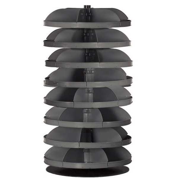 Prime Cold Rolled Steel Revolving Storage Bin, 28 in D x 52 7/8 in H x 28 in W, 8 Shelves, Gray