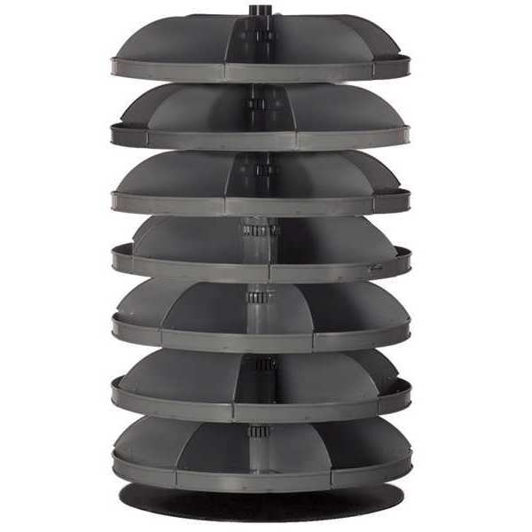 Prime Cold Rolled Steel Revolving Storage Bin, 28 in D x 46 5/8 in H x 28 in W, 6 Shelves, Gray