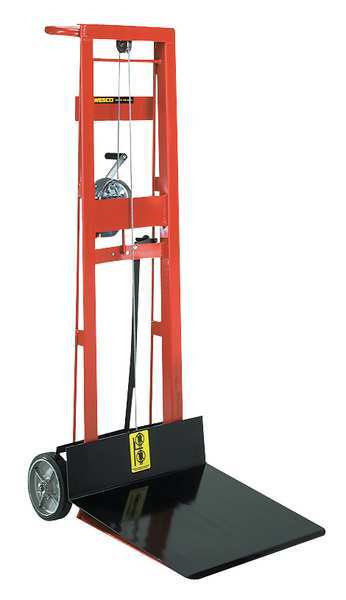 Manual Hand-Truck-Style Platform Lifts, Manual, 750 lb Load Capacity, Hand Winch Lift Control