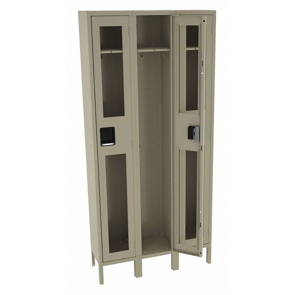 Wardrobe Locker, 36 in W, 12 in D, 78 in H, (1) Tier, (3) Wide, Sand
