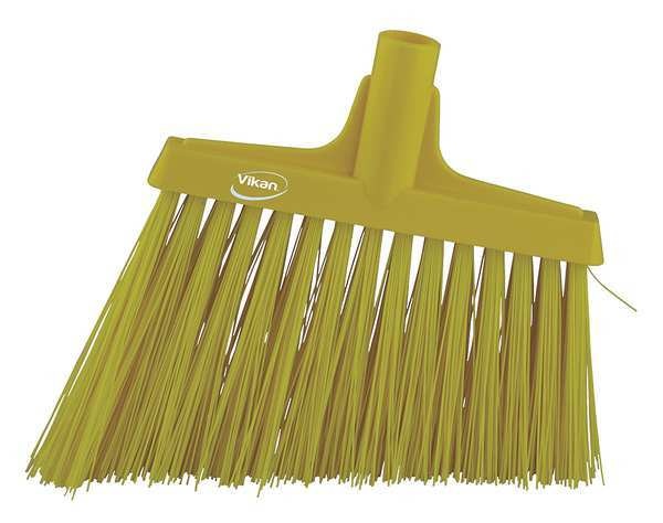 11 51/64 in Sweep Face Broom Head, Stiff, Synthetic, Yellow