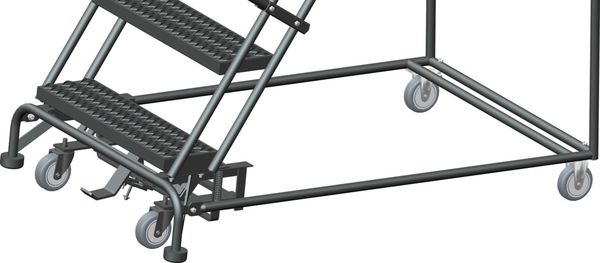103 in H Steel Rolling Ladder, 7 Steps