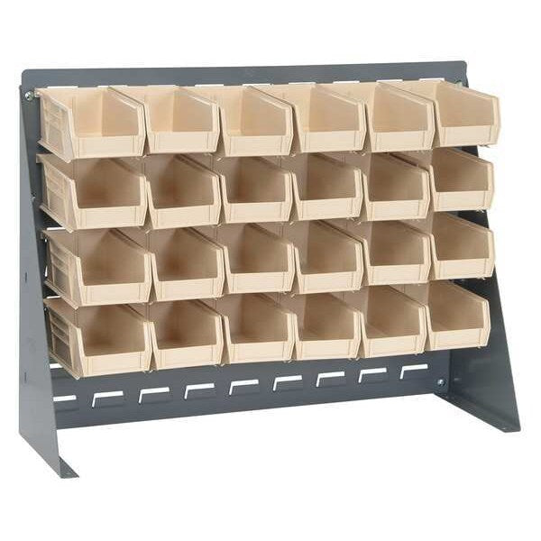 Steel Louvered Bench Rack, 27 in W x 1/4 in D x 21 in H, Gray