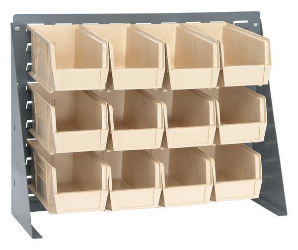 Steel Louvered Bench Rack, 27 in W x 1/4 in D x 21 in H, Gray