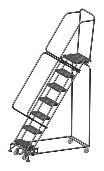103 in H Steel Rolling Ladder, 7 Steps