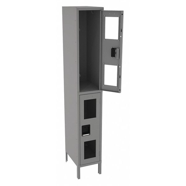 Wardrobe Locker, 12 in W, 18 in D, 78 in H, (1) Wide, (2) Openings, Gray