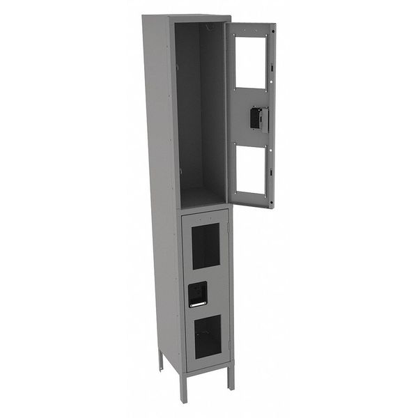 Wardrobe Locker, 12 in W, 15 in D, 78 in H, (1) Wide, (2) Openings, Gray