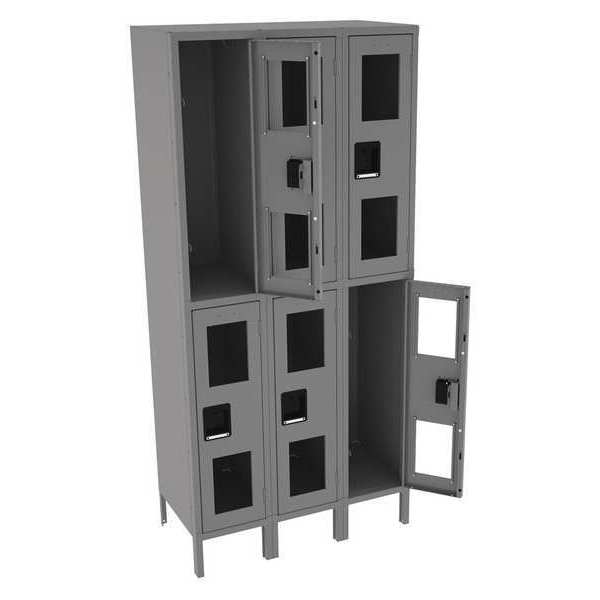 Wardrobe Locker, 36 in W, 18 in D, 78 in H, (2) Tier, (3) Wide, Gray