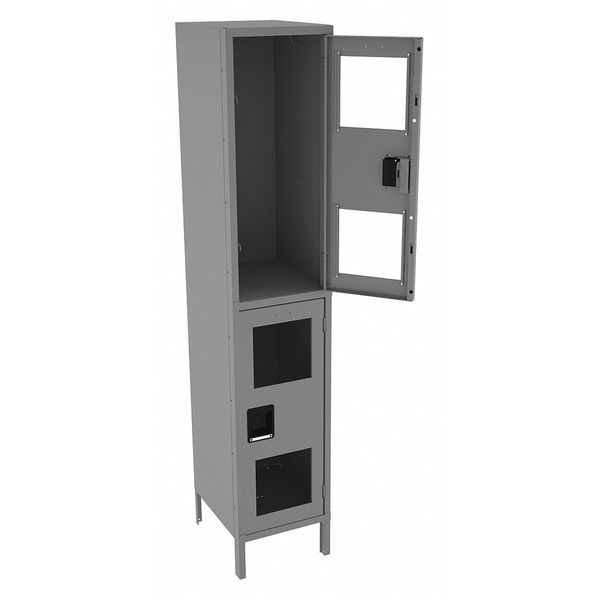 Wardrobe Locker, 15 in W, 18 in D, 78 in H, (1) Wide, (2) Openings, Gray