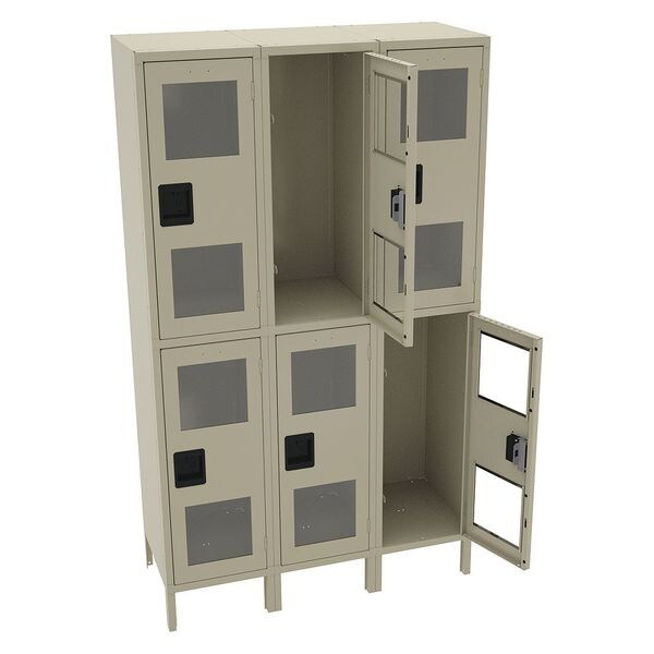 Wardrobe Locker, 45 in W, 18 in D, 78 in H, (2) Tier, (3) Wide, Sand