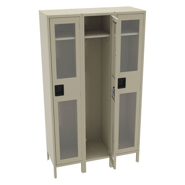 Wardrobe Locker, 45 in W, 18 in D, 78 in H, (1) Tier, (3) Wide, Sand