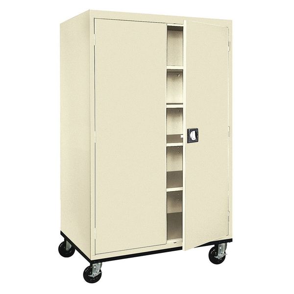 Solid Door Storage Cabinet, 46 in W, 78 in H, 24 in D, Putty