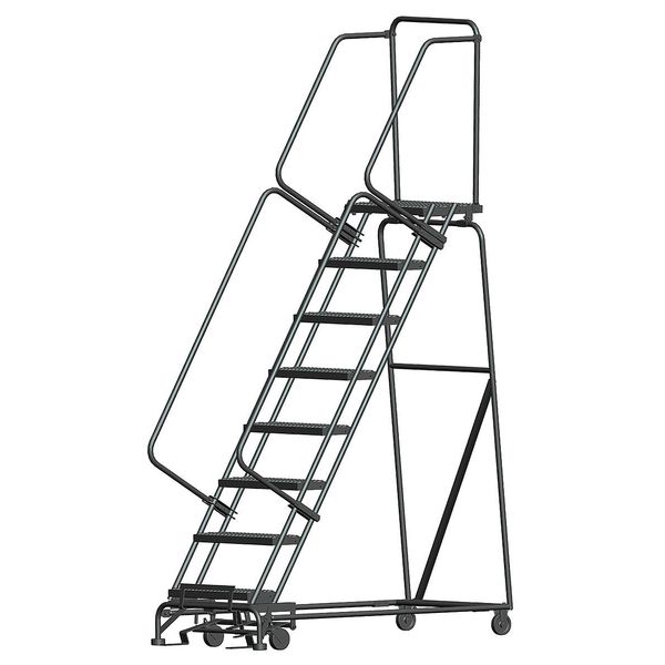 113 in H Steel Rolling Ladder, 8 Steps