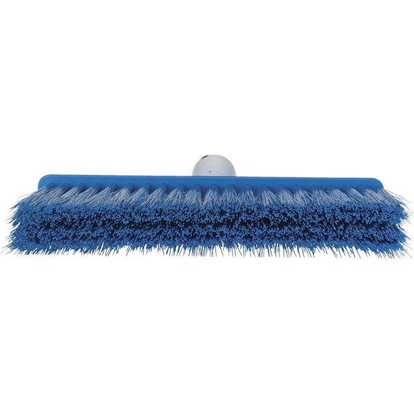 9 1/2 in Sweep Face Broom Head, Soft, Synthetic, Blue