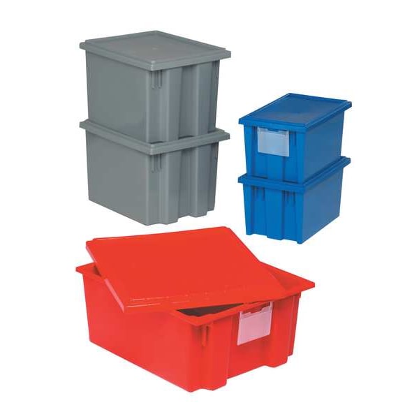 Stack & Nest Container, Gray, Polyethylene, 29 1/2 in L, 19 1/2 in W, 15 in H