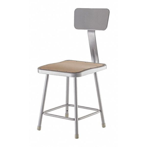 Square Stool with Backrest, Height 18