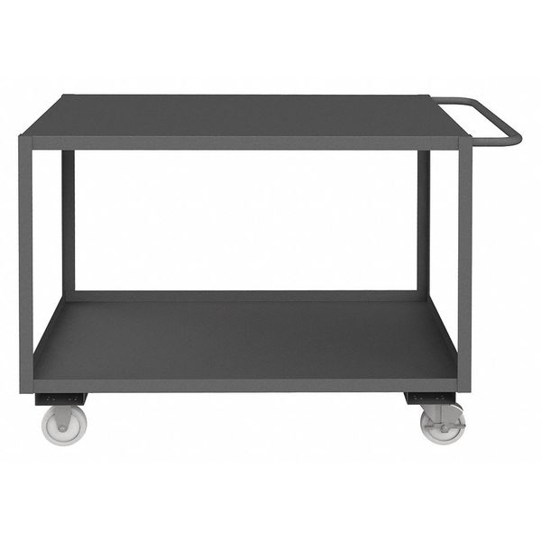 Steel Utility Cart with Lipped & Flush Metal Shelves, Flat, 2 Shelves, 1,200 lb