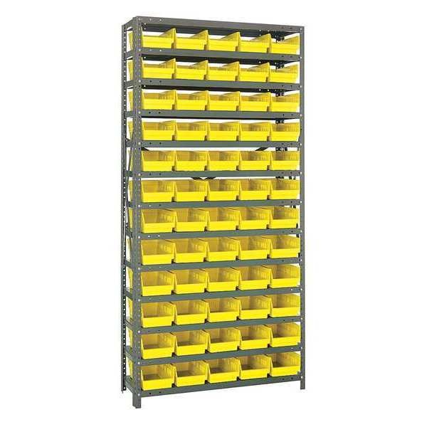 Steel Bin Shelving, 36 in W x 75 in H x 18 in D, 13 Shelves, Yellow