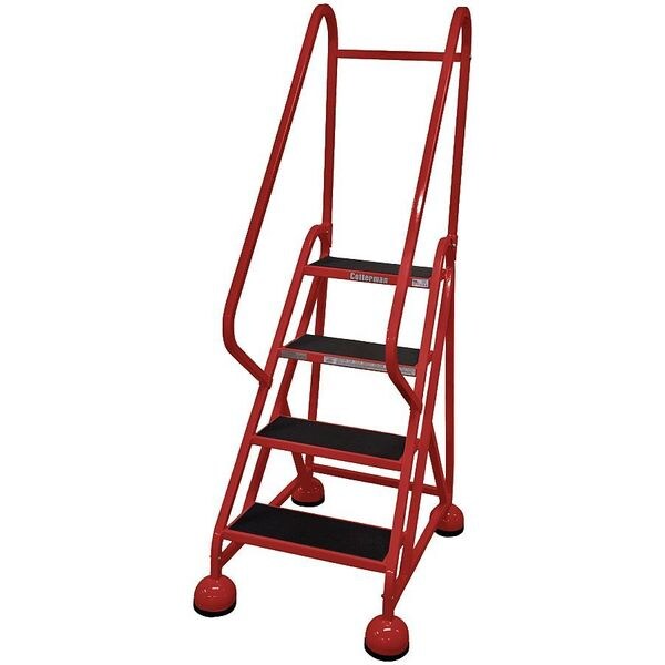 66 in H Steel Rolling Ladder, 4 Steps