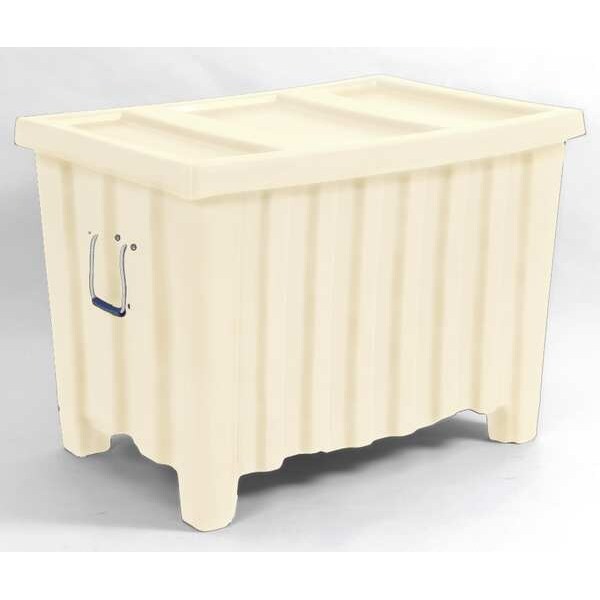 White Bulk Container, Plastic, 14 cu ft Volume Capacity