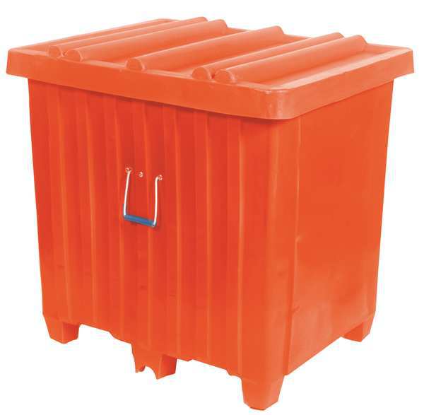 Orange Bulk Container, Plastic, 23 cu ft Volume Capacity