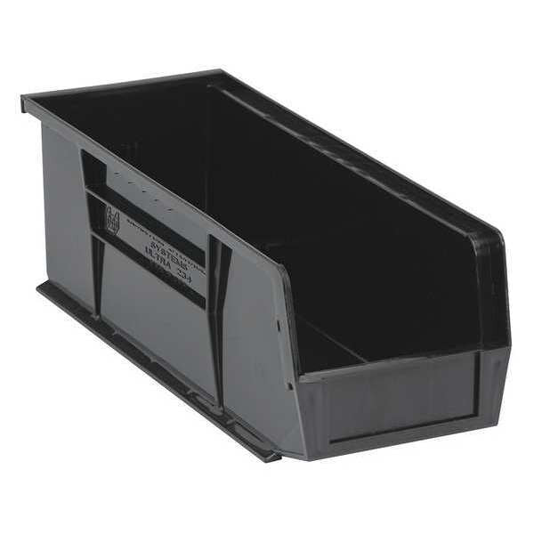 Hang & Stack Storage Bin, Black, Polypropylene, 14 3/4 in L x 5 1/2 in W x 5 in H
