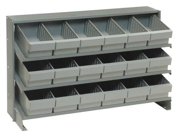 Steel Bench Pick Rack, 36 in W x 21 in H x 12 in D, 3 Shelves, Gray