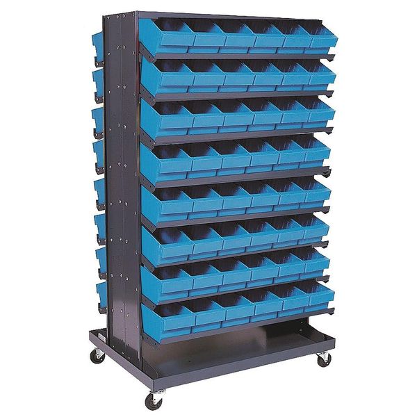 Steel Mobile Pick Rack, 36 in W x 60 in H x 16 Shelves, Gray