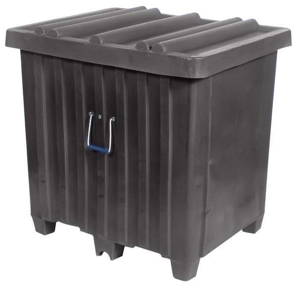 Black Bulk Container, Plastic, 23 cu ft Volume Capacity