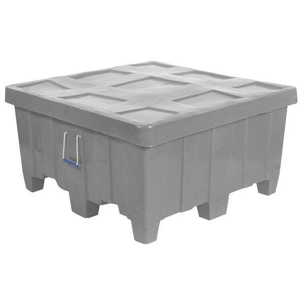 Gray Bulk Container, Plastic, 18 cu ft Volume Capacity