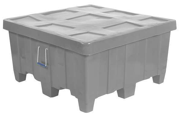 Gray Bulk Container, Plastic, 18 cu ft Volume Capacity