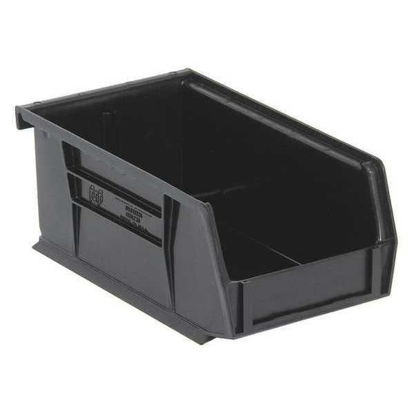 Hang & Stack Storage Bin, Black, Polypropylene, 7 3/8 in L x 4 1/8 in W x 3 in H