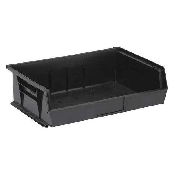 Hang & Stack Storage Bin, Black, Polypropylene, 10 7/8 in L x 16 1/2 in W x 5 in H
