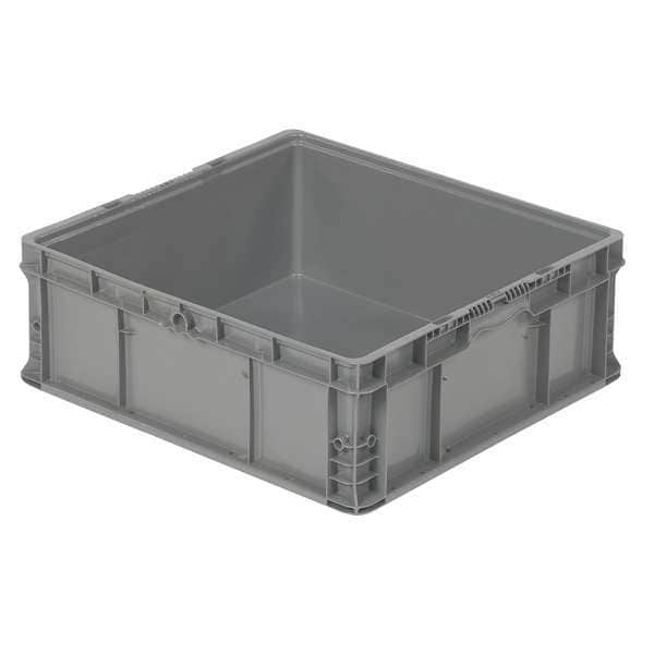 Straight Wall Container, Gray, Plastic, 24 in L, 22 1/2 in W, 8 3/4 in H