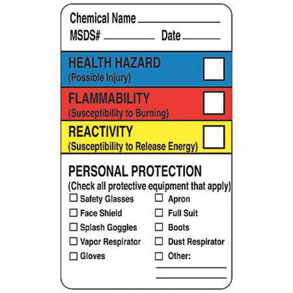 Chemical Label, 2-1/2 In. H, PK250