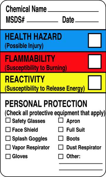 Chemical Label, 2-1/2 In. H, PK250