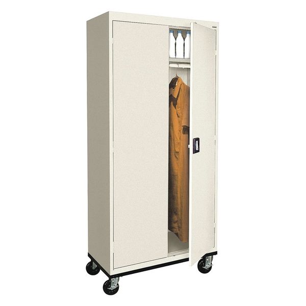 Solid Door Storage Cabinet, 46 in W, 72 in H, 24 in D, Putty