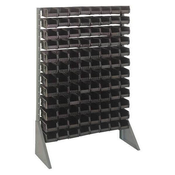 Steel Bin Rail Floor Rack, 15 in W x 36 in D x 54 in H, Black