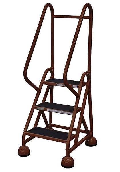 57 in H Steel Rolling Ladder, 3 Steps