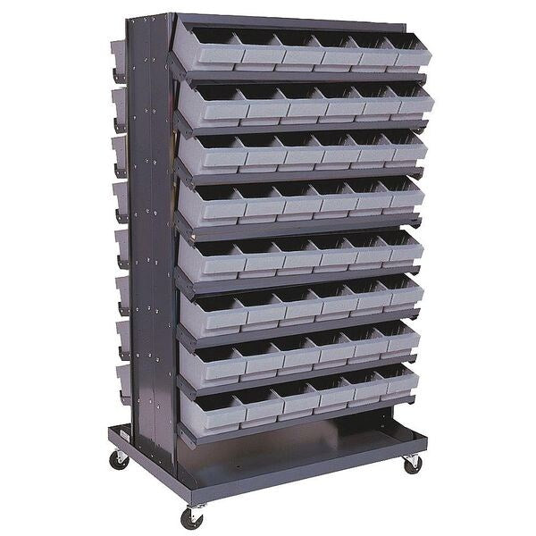 Steel Mobile Pick Rack, 36 in W x 60 in H x 16 Shelves, Gray
