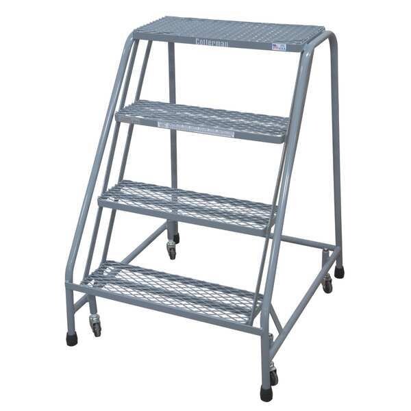40 in H Steel Rolling Ladder, 4 Steps, 450 lb Load Capacity