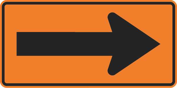 Arrow Traffic Sign, 24 in Height, 48 in Width, Aluminum, Horizontal Rectangle, No Text