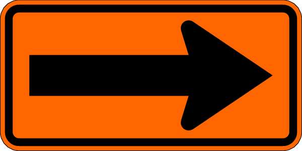 Arrow Traffic Sign, 24 in Height, 48 in Width, Aluminum, Horizontal Rectangle, No Text