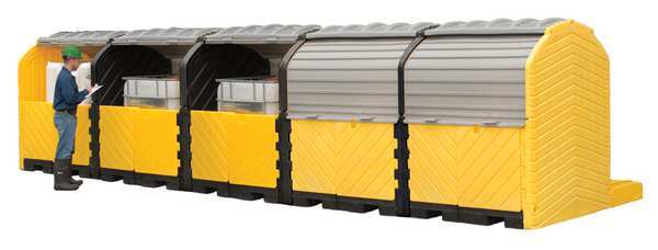 Covered Five IBC Containment Unit, 375 gal Spill Capacity, Polyethylene