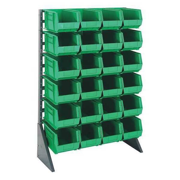 Steel Bin Rail Floor Rack, 36 in W x 15 in D x 54 in H, Green