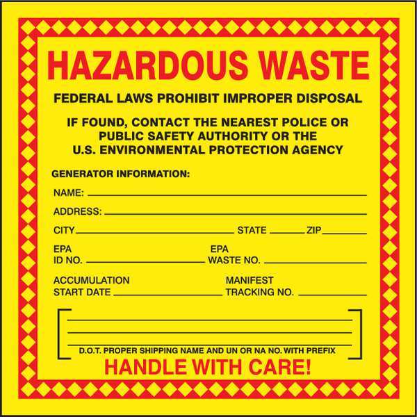 Haz Waste Label, Hazardous Waste, 6x6 in, Poly, 250/RL