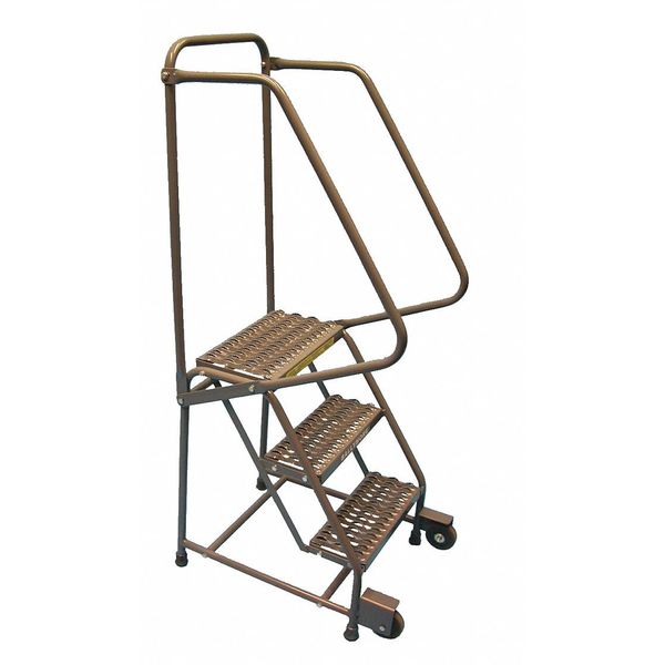 58 1/2 in H Steel Tilt and Roll Ladder, 3 Steps