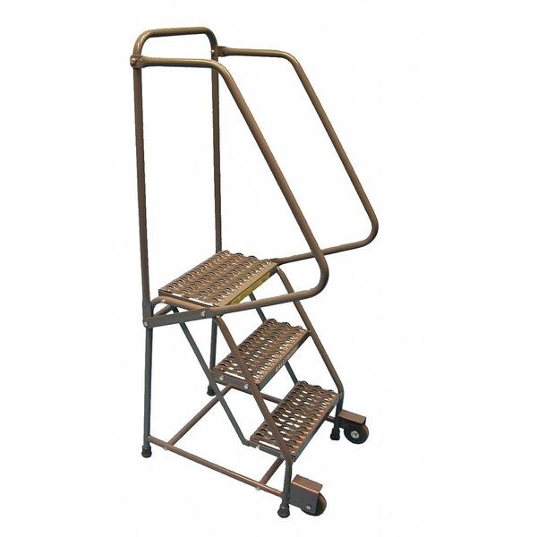 58 1/2 in H Steel Tilt and Roll Ladder, 3 Steps